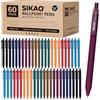 Sikao Penne Vintage, set da 60 - Penne a sfera a scatto con inchiostro nero, punta media 1,0 mm, scrittura fluida, 8 colori vintage sobri per scuola e ufficio