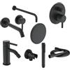 Ideal Standard Ceraline Kit Rubinetteria Completo Lavabo a muro, bidet e doccia Nero Opaco