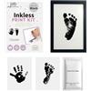 Ai Bei Parent Co. Impronte di Mani e Piedi Kit Ricordo per Neonati da 0 a 6 Mesi Set da 3 pezzi Tampone per Timbri Senza Contatto Set Cartolina con Timbro Adesivo Cornice inclusa Per Il Ricordo Della Famiglia (Nero)