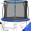 tectake® Trampolino Elastico per Bambini e Adulti Ø 244/305/366 cm, Certificato GS, Tappeto Sport Resistente agli Strappi, Rete di Sicurezza Bambini, Scaletta, Struttura in Acciaio, Bordo Imbottito