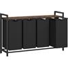 VASAGLE Cesto per la Biancheria Sporca, Cesto Portabiancheria, 4 Sacchi per la Biancheria Rimovibili e Staccabili in Tessuto Oxford, Ripiano, Struttura in Metallo, 4 x 40 L, 116 x 33 x 72 cm, Marrone