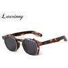 LAURINNY Rivetto vintage Steampunk Clip su occhiali da sole Donna Marca Rotonda Designer Rimovibile Flip Up Lenti polarizzate Shades Uomo Occhiali da sole UV