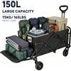 NONE Carrello da Campeggio Espandibile e Pieghevole 150L 75kg, Trolley Resistente con Ruote a 360° ° Maniglia Regolabile con Ruote per Spiaggia, Giardino e Shopping