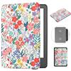 MOKASE Custodia per 6 Pollici Nuovo Kindle 11a Generazione 2022 2024 Rilascio (Modello: C2V2L3 / RS23CV), Pelle Sintetica Copertina Rigida con Cinturino Automatico Sveglia/Sonno, Floral