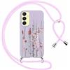 Foonary Cover con Cordino per Samsung Galaxy A55 5G 6,5, Custodia con Laccio Collana Tracolla Aesthetic Disegni Morbido Antiurto TPU Necklace Regolabile Protettiva Corda Case per Samsung A55, Lavanda