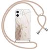 Yoedge Cover con Cordino per iPhone 12 Mini 5,4, Custodia Trasparente Aesthetic Disegni Marble, Donne Ragazze Morbido TPU Silicone + PC Antiurto Protettiva Case con Collana Tracolla Laccio Collo, 03