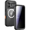 Lanhiem Custodia Per iPhone 17 Impermeabile,IP68 Waterproof,Anti-Peeping Privacy Resistente Alle Cadute e ai Graffi,per iPhone 17 Protezione Militare a 360 Gradi,Nero