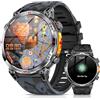 Mingdaln Orologio intelligente militare con GPS, orologio intelligente con assistente vocale GPT/LED Flashlight Compass,a schermo AMOLED da 1,56 Per uomini, compatibile con Android e iOS (Nero)