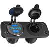 Meijeegu Pannello caricabatterie da auto, 12V-24 porte USB doppie QC3.0 + porta PD presa di ricarica con interruttore di tocco- adattatore accendisigari + interruttore ON/OFF (Pannello a 2 fori)