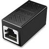 CABLEPELADO Connettore RJ45 Femmina a Femmina, Adattatore per cavo di rete RJ45, Giunto di rete, Cavo Internet, Tipo 8P8C, Schermato di colore Nero, Adatto per cavi CAT6 e CAT7