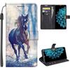 SEHEYA Compatibile con Xiaomi Redmi Note 14 Pro 5G Cover a Libro Custodia in Pelle PU con Motivo Portafoglio Flip Case 3 Tasche Interne Fibbia Magnetica Protezione Caso, Cavallo Nero