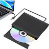 Nimbust Lettore CD DVD esterno USB 3.0 e tipo C, masterizzatore DVD esterno portatile Plug and Play, lettore CD esterno per PC MacBook Windows Linux, lettore CD DVD esterno con cavo integrato