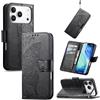 JIUNINE Custodia Protettiva per iPhone 17 Pro, Cover Libro PU Pelle Antiurto Portafoglio con Design Farfalle 3D, Slot per Carte, Supporto Stand Regolabile, Chiusura Magnetica, Nero
