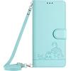 Paekear Custodia con Collana per Xiaomi Mi 10T Lite 5G con Cordino e Porta Carte, Cover Portafogli di Pelle PU [Antiurto] [AntiGraffio] [Antiscivolo] con Cordino Case con Laccio Tracolla, Verde