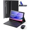 MicroTunk Cover Per Samsung Galaxy Tab S10 Lite/S10 FE (2025)/S9 FE (2023)/Tab S9 (2023)/Tab S8 (2022)/Tab S7 (2020) 10.9-11 Pollici Con wireless Bluetooth tastiera italiana (QWERTY) e Mouse Keyboard Case Nero