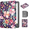 MOKASE Custodia per 6 Pollici Nuovo Kindle 11a Generazione 2022 2024 Rilascio (Modello: C2V2L3 / RS23CV), Pelle Sintetica Copertina Rigida con Cinturino Automatico Sveglia/Sonno, Purple Flowers