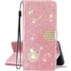 SEHEYA per iPhone 11 Pro Max Cover Libretto Brillantini Star Planet Universo Motivo Custodia PU Pelle Glitter Portafoglio a Libro Donna Flip Case Magnetica Protezione Caso, Oro Rosa
