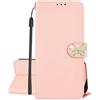SEHEYA Cover per Oppo A15 / A15S Pieghevoli Libretto Brillantini Farfalla Strass di Cristallo Custodia Libro in PU Pelle 3 Tasche Magnetica Folio Caso, Rosa