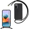 Beajew Custodia per Xiaomi Redmi Note 10 Pro/Note 10 Pro Max Cover con Regolabile Rimovibile Corda da Catena Collana Necklace Antiurto Cordino Collari per Xiaomi Redmi Note 10 Pro Max, Nero
