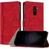 Netany Custodia Compatibile con Xiaomi Pocophone F1,custodia magnetica in pelle PU con [Slot Cart] [Supporto Stand] [Magnetica] (Rosso)