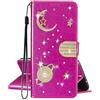 SEHEYA per iPhone 11 Cover Libretto Brillantini Star Planet Universo Motivo Custodia PU Pelle Glitter Portafoglio a Libro Donna Flip Case Magnetica Protezione Caso, Fucsia