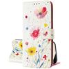 SEHEYA Cover per Samsung Galaxy S22 Pieghevoli Libretto con Motivo Custodia Portafoglio a Libro Flip Case 3 Tasche Interne Fibbia Magnetica Protezione Caso, Floreale