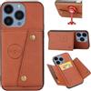 TiHen Compatible con Custodia iPhone 15 PRO Pelle Cover,Carte Fessura Custodia+[Pellicola Protettiva in Vetro Temperato] Cuoio Protective Slim Standing Cover-Marrone