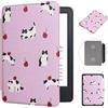 MOKASE Custodia per 6 Pollici Nuovo Kindle 11a Generazione 2022 2024 Rilascio (Modello: C2V2L3 / RS23CV), Pelle Sintetica Copertina Rigida con Cinturino Automatico Sveglia/Sonno, Purple Cats
