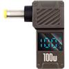 Xiwai USB-C PD 65W Ingresso di ricarica di tipo C a spina jack CC 5,5 x 2,5 mm Display LED intelligente Uscita 100 W Porta di ricarica 20 V 5 A per laptop