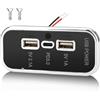 Gibbab 3 Porte Presa USB per RV 12V 45.5W, PD3.0 Type-C Ricarica Rapida & Doppio Porta USB A 3.1A, Montaggio su Pannello, Adattatore USB per RV Nave Barca Autobus ATV Moto Camion