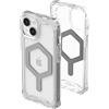 Urban Armor Gear Plyo Custodia compatibile con Apple iPhone 15 Plus [Ricarica wireless/carica magnetica compatibile,Angoli morbidi, Bordo rialzato] ice (trasparente) / argento