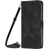 VQWQ Cover per Samsung Galaxy Note 10 Plus, Custodia Portafoglio in Pelle PU Triangolo Slot per Schede Libro Supporto Tracolla Chiusura Magnetica Cavalletto Flip Case per Maschio Donna-[SJ]-Nero