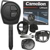 mt key Telecomando radio per chiave auto, 1 custodia a 2 tasti + 1 pezzo vuoto TOY43 + 1 pulsante + 1 batteria CR1620 compatibile con Opel Suzuki Nissan
