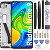 OnlyTech - Schermo LCD Completo con telaio montato di Ricambio per Xiaomi Redmi Note 9 con kit di riparazione 15 Strumenti