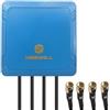 Maswell Antenna MIMO LTE 4X4 per IoT M2M, Low Gain 3dBi Non per Speed Competition, Omni Full Band 700-6000 MHz, 4 connettori SMA