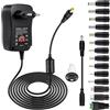 Leikedun Alimentatore universale da 30 W, AC/DC, 12 V, 9 V, 7,5 V, 6 V, 5 V, 4,5 V, 3 V, alimentatore multivoltaggio, con 14 connettori DC e cavo di polarità invertito per strisce LED, elettroniche, router e