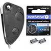 mt key Repair - Kit di riparazione pieghevole per chiavi auto, 2 tasti, 2 pulsanti, 1 batteria CR2032 per ALFA Romeo