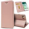 NALIA Custodia Pieghevole compatibile con iPhone SE 2022 / SE 2020/8 / 7, Protettiva Flip Case PU Pelle Telefono Cellulare Copertura, 360 Gradi Cover Resistente Fronte e Retro, Colore:Rosa Gold Oro