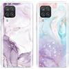 SEHEYA 2 Pezzi Custodia per Samsung Galaxy A22 4G / M22 / M32 4G Cover Aesthetic Disegni Fantasia Silicone Bumper Case Ultra Sottile TPU Morbido Antiurto Protettiva Custodie, Marmo Rosa Viola