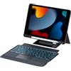 FIABANO Custodia a libro con tastiera Bluetooth wireless per iPad Pro (10,5) / iPad Air 10,5 (3a generazione), tastiera retroilluminata rimovibile, mouse trackpad, supporto regolabile verticale