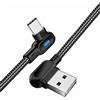 YSJJZRL superior ZRL Cavo USB di Tipo 90 Gradi con Caricatore in Nylon Leggero a LED Intrecciato da Tipo A a C per Samsung Galaxy S10+/S9+/ Nota 8 9/Huawei P30 P20 PRO OnePlus 6 7 PRO (0,8/3,3/6,6 FT)