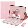 XLAHD iPad Mini 5th Gen Mini 4 Tastiera Custodia con Mouse Tastiera A Colori Carina Retro Chiave Rotonda Colori Caramelle Tastiera Bluetooth Staccabile Mini 5 Cover (mini4/mini5, Rosa)