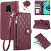 Rosbtib Custodia per Xiaomi Redmi Note 9 Pro/Note 9S Cover Premium Pelle PU Wallet Flip Case con Tracolla Lunga Slot per Schede Funzione di Supporto Magnetica Cover per Redmi Note 9 Pro/9S - Rosso