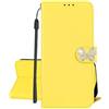 SEHEYA Cover per Samsung Galaxy A14 5G / 4G Pieghevoli Libretto Brillantini Farfalla Strass di Cristallo Custodia Libro in PU Pelle 3 Tasche Magnetica Folio Caso, Giallo