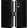 32ndShop 32nd Custodia a Portafoglio in Pelle PU per Nokia C32, Case con Slot per Sched di Blocco RFID, Chiusura Magnetica e Supporto Integrato - Nero