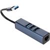 VBESTLIFE Adattatore USB a Ethernet, Adattatore Multiporta USB 4 in 1 Adattatore Ethernet da USB a LAN in Lega di Alluminio con 1 RJ45 100 Mbps, 1 USB 3.0 5 Gbps, 2 USB 2.0, per Tablet