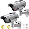 AlfaView Telecamera Finta Telecamera di sorveglianza fittizia a proiettile alimentata a energia solare Telecamera dome CCTV di sicurezza con LED lampeggiante per interni da casa (2 x Pack)