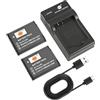 DSTE D-LI96 - Batteria ricaricabile agli ioni di litio e caricatore USB compatibile con fotocamera Pentax WG-1000, confezione da 2