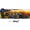 SIMPLETEK - Tappetino per Mouse e Tastiera con LED RGB Integrato 800 x 300 x 4 mm con Skyline di New York Scrivania PC | Cavo USB Incluso per LED + Porta USB Femmina