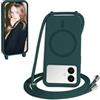 FMPCUON FNPCUON Cover Magnetica Silicone per Samsung Galaxy S26 Edge con Cordino,Compatibile con MagSafe,Custodia con Laccio Collana Tracolla Collo Sottile TPU Antiurto Protettiva Case con Corda.Verde